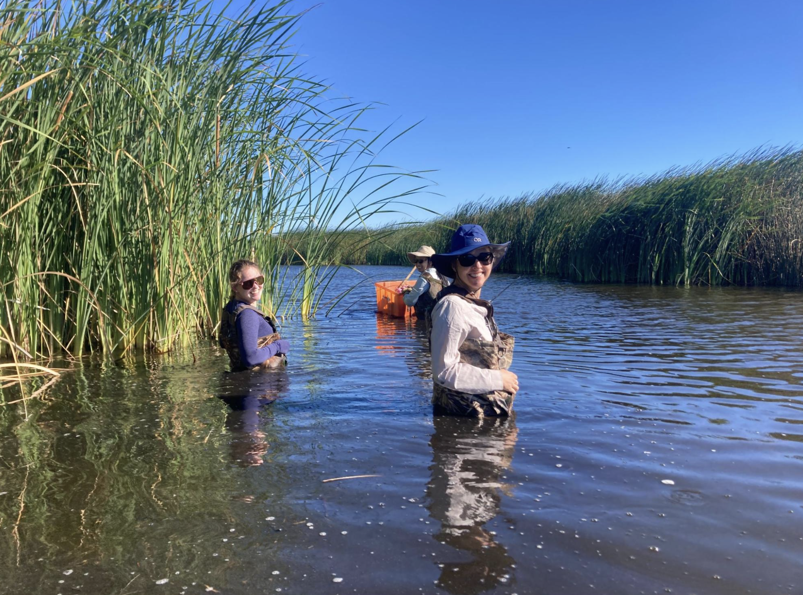 Hannah in waders