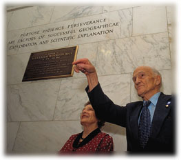 man dedicating plaque