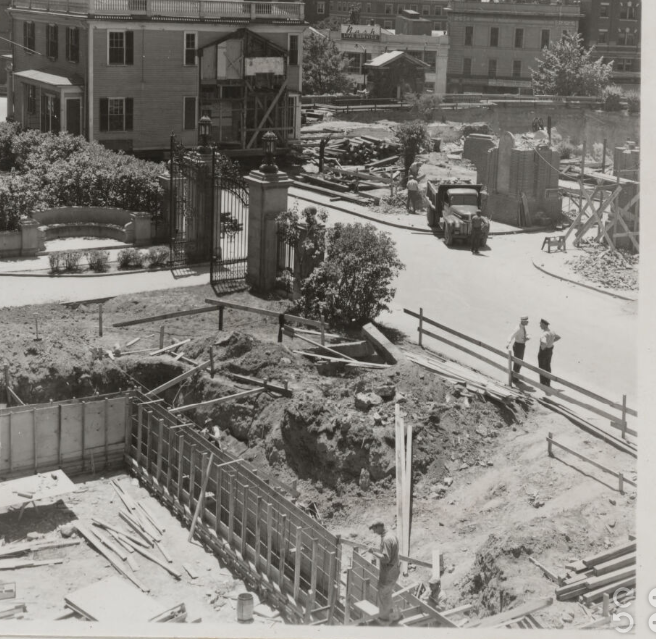 Construction in location of Lamont Library